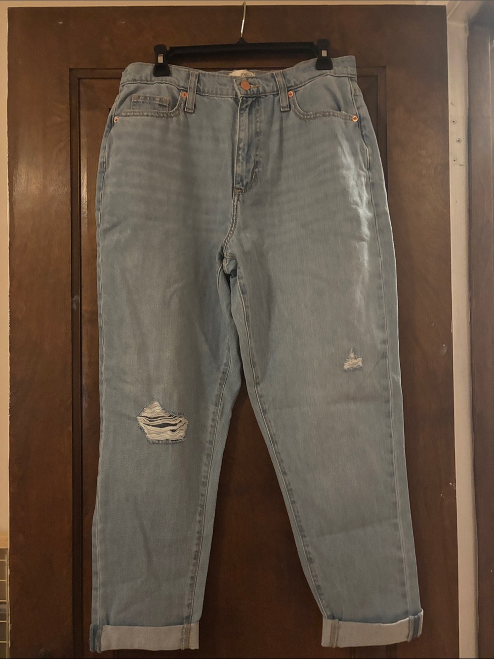 Universal Thread Light Blue High-Rise Distressed Mom Jeans
